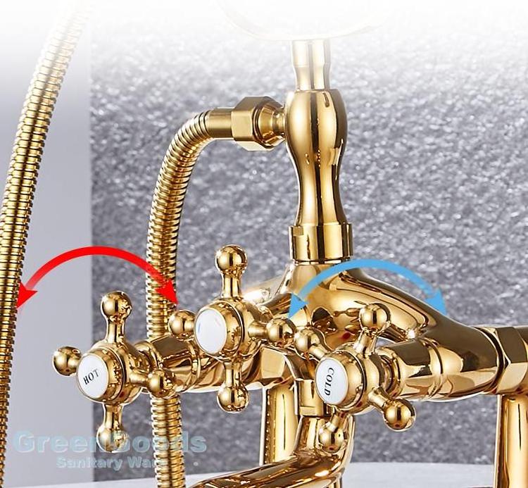 Freestanding Bath Tub Solid Brass Finish Mixer And Shower Faucet For Antique Bathtub