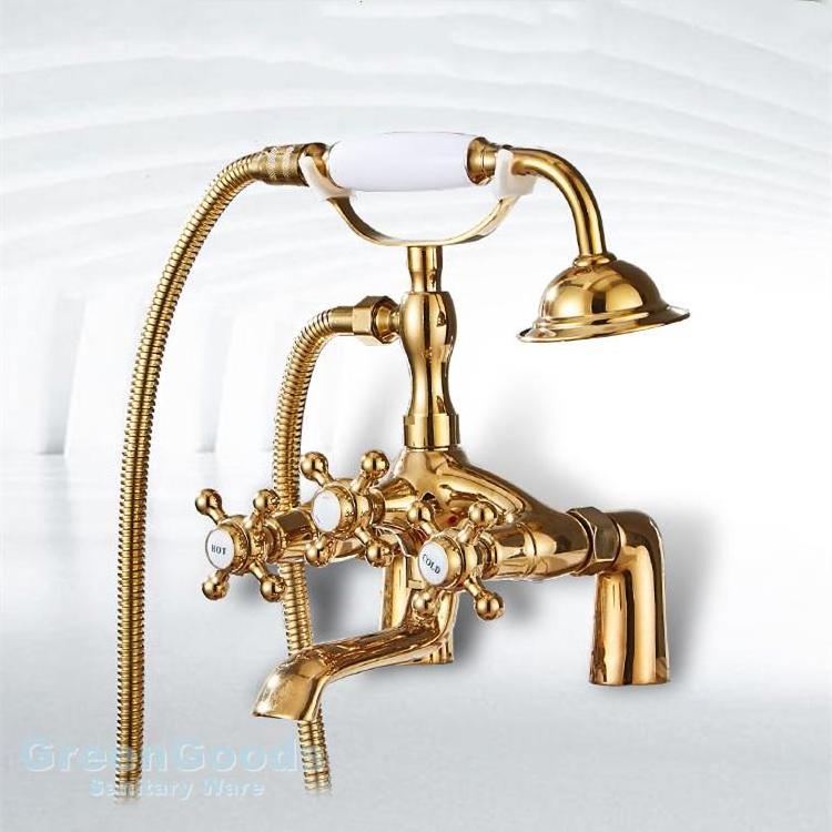 Freestanding Bath Tub Solid Brass Finish Mixer And Shower Faucet For Antique Bathtub