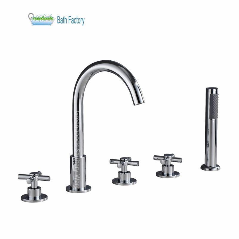 Silver Swan Neck Bathtub Faucet Mixer Floor Standing Bathtub Faucet