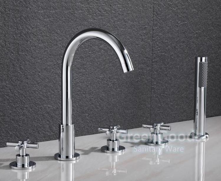 Silver Swan Neck Bathtub Faucet Mixer Floor Standing Bathtub Faucet