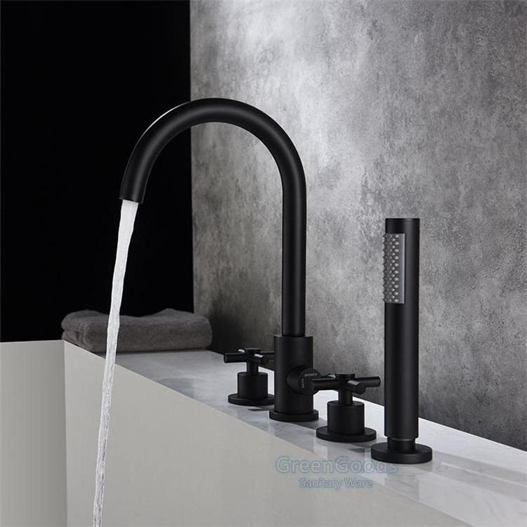 Silver Swan Neck Bathtub Faucet Mixer Floor Standing Bathtub Faucet