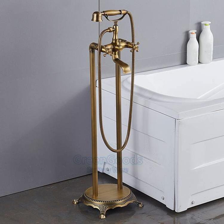 Simply Design Bathroom Standing Floor Mounted Single Handle Brass Bath Faucet