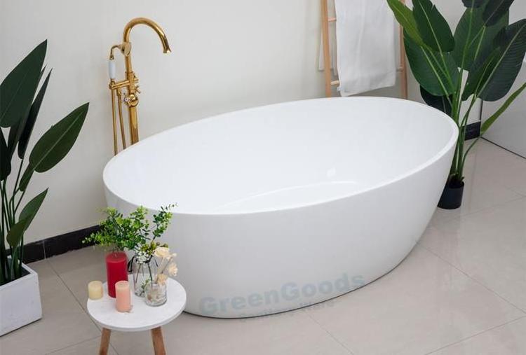 Wholesale Factory Customize High Quality Oval Shape White Acrylic Freestanding Bathtub For Sale