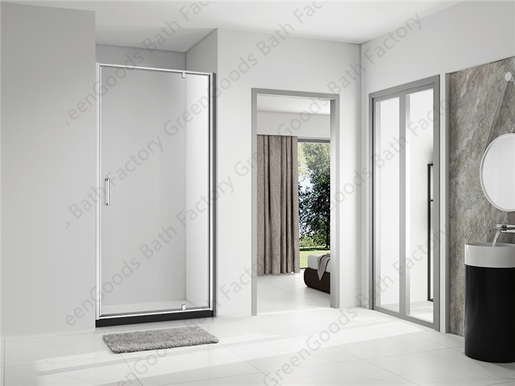 Modern Simple Clear 6mm Glass Shower Door With Pivot Hinges