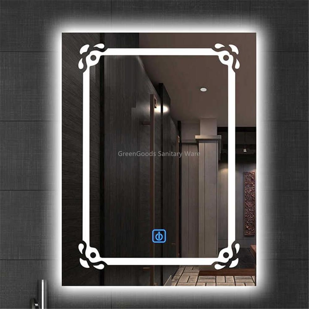 New Style Rectangle LED Bath Mirror With Light Touch Switch Anti Fog Smart Mirror