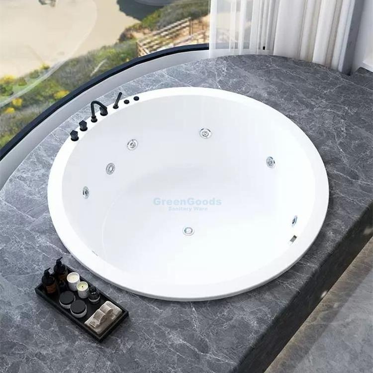 Acrylic Round Underground Embedded Massage Bathtub