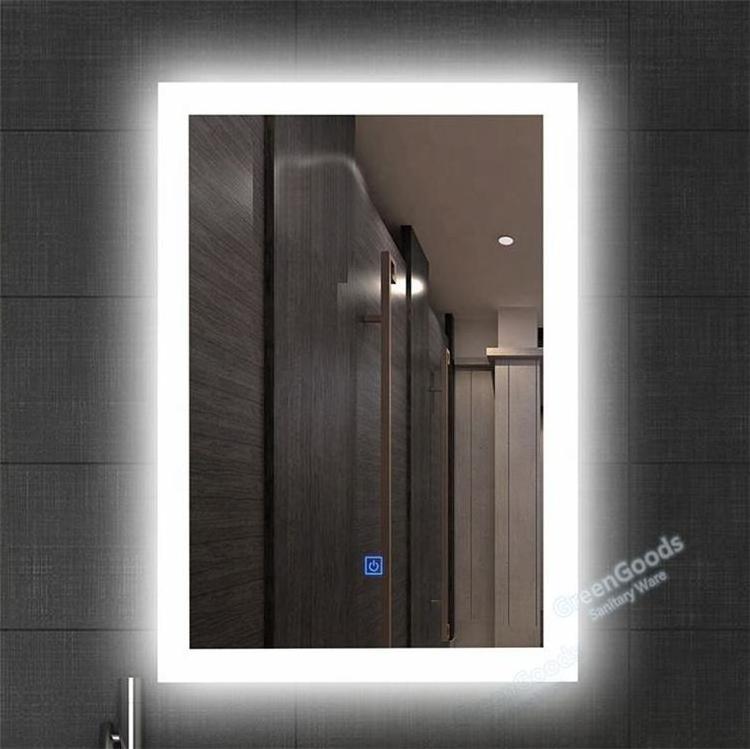 New Style Rectangle LED Bath Mirror With Light Touch Switch Anti Fog Smart Mirror