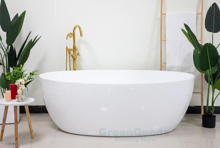 Wholesale Factory Customize High Quality Oval Shape White Acrylic Freestanding Bathtub For Sale