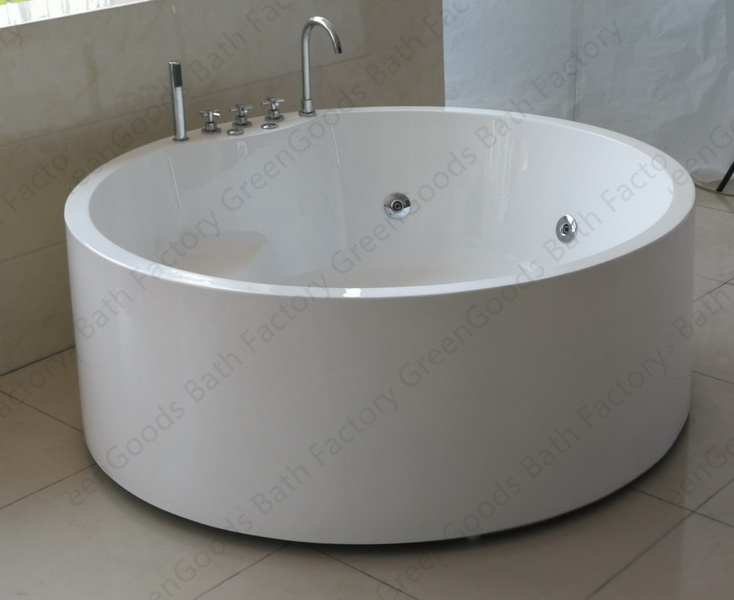 GreenGoods Hydro Massage Tub 150cm Round Bathtub with Seat