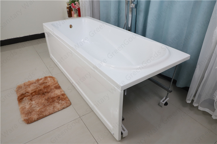 Sanitary Ware Sale 1200*700 mm Reinforced by Fiberglass Alcove Acrylic 2 Sided Skirted Bathtub With Headrest