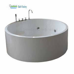 GreenGoods Hydro Massage Tub 150cm Round Bathtub with Seat