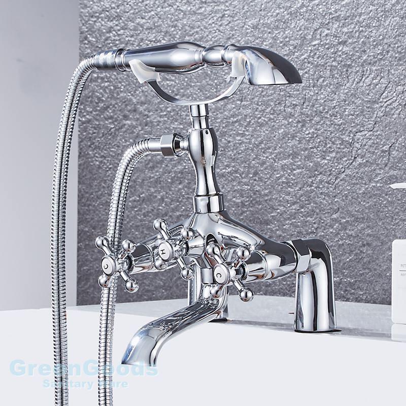 Bathroom Classic Bathroom Clawfoot Bath Tub Shower Mixer With Hand Shower Faucet