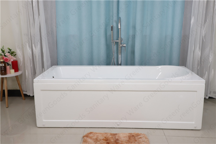 Sanitary Ware Sale 1200*700 mm Reinforced by Fiberglass Alcove Acrylic 2 Sided Skirted Bathtub With Headrest