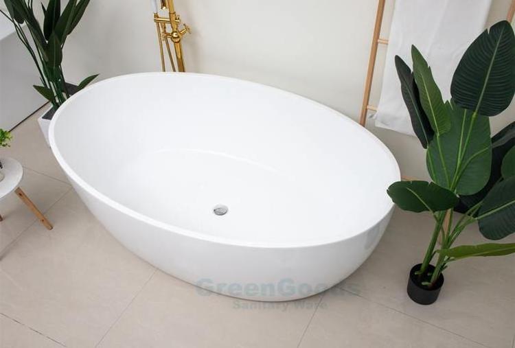 Wholesale Factory Customize High Quality Oval Shape White Acrylic Freestanding Bathtub For Sale