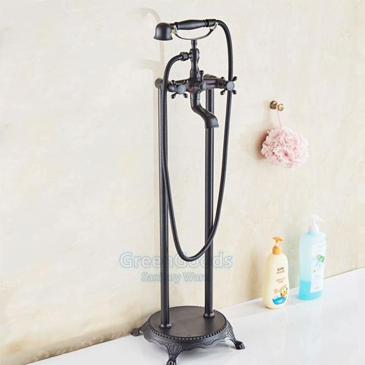 European Style Antique Free Standing Bathtub Clawfoot Black Color Acrylic Bath Faucet