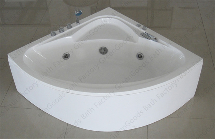 GreenGoods Bath Factory Corner Bathtub 120x120 with Tub Shelf