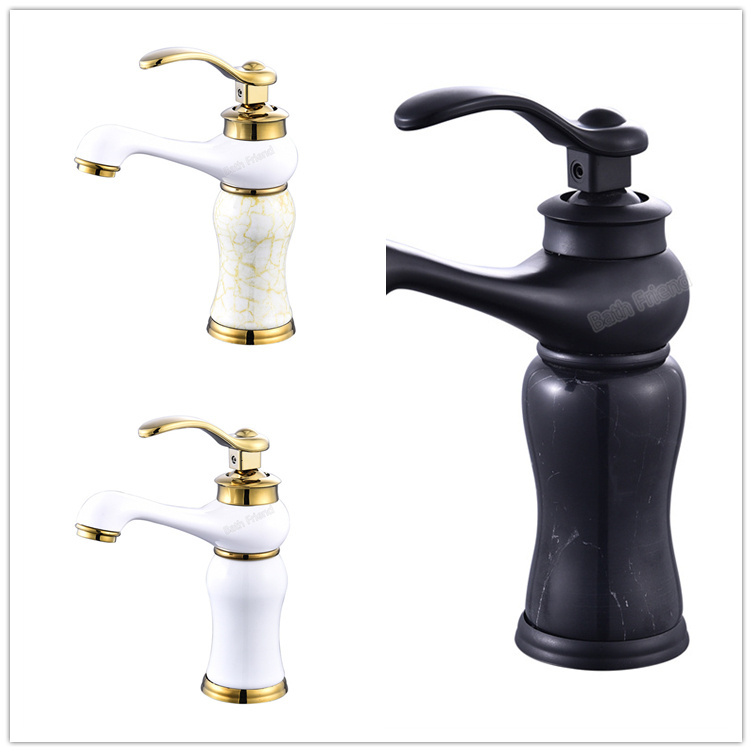 Black and white acrylic surface economic bathroom sink faucet