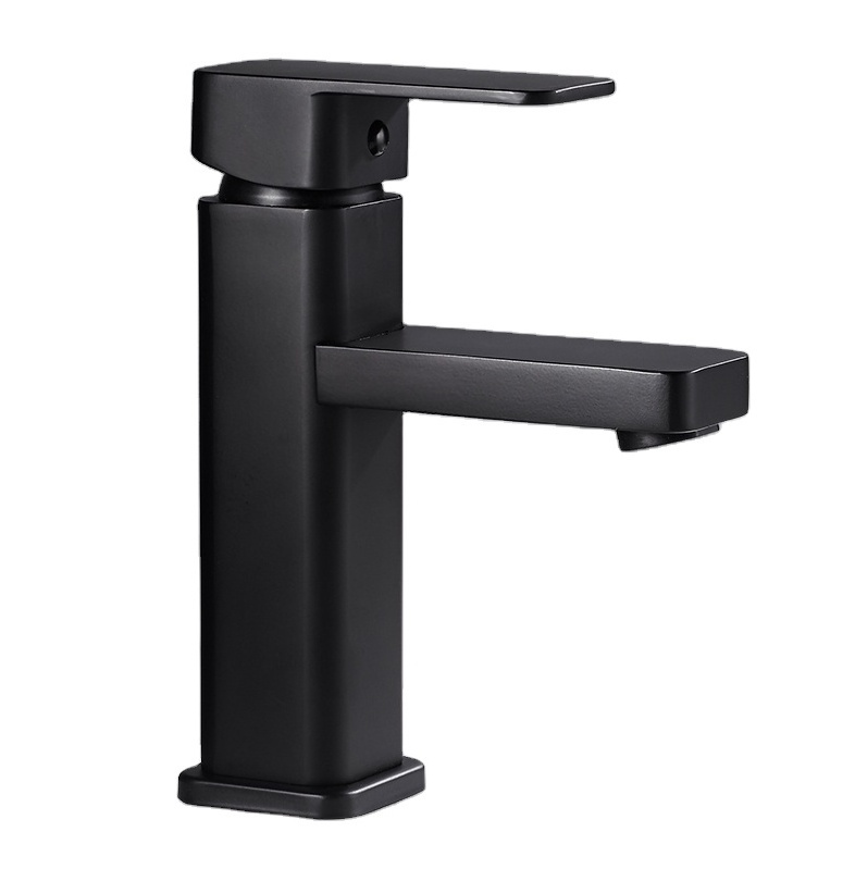 High Quality Washroom Basin Mixer Taps square shape plating deck mounted bathroom black faucet