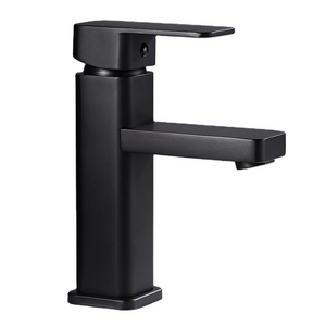 High Quality Washroom Basin Mixer Taps square shape plating deck mounted bathroom black faucet