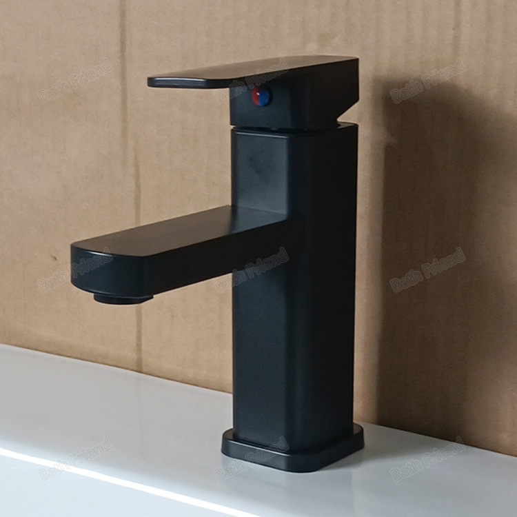 High Quality Washroom Basin Mixer Taps square shape plating deck mounted bathroom black faucet