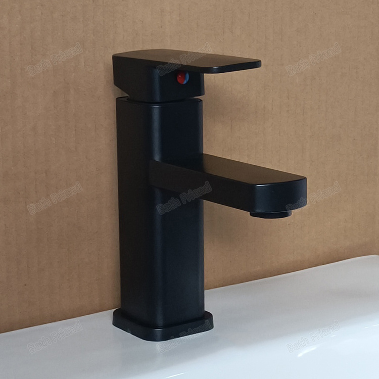 High Quality Washroom Basin Mixer Taps square shape plating deck mounted bathroom black faucet