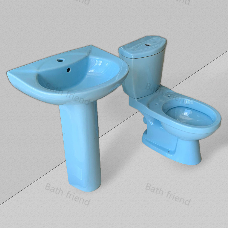 Bathroom furniture economic toilet basin suit twyford Toilet blue color italian standard toilet bowl