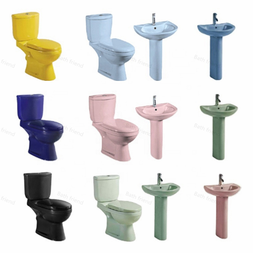 Bathroom furniture economic toilet basin suit twyford Toilet blue color italian standard toilet bowl