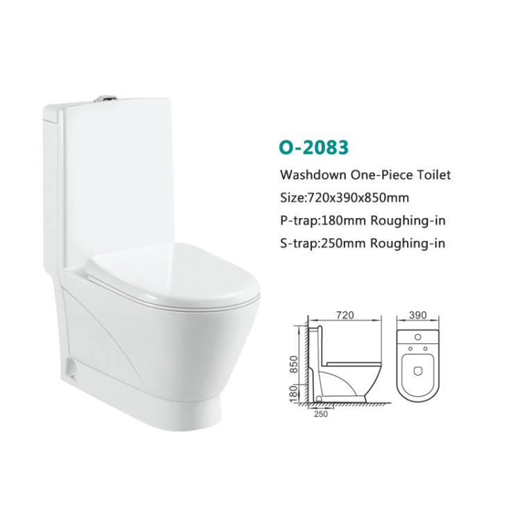 Modern design ceramic washdown toilet sanitary ware one piece toilet bowl diamond big size 4 inches outlet s trap p trap toilet