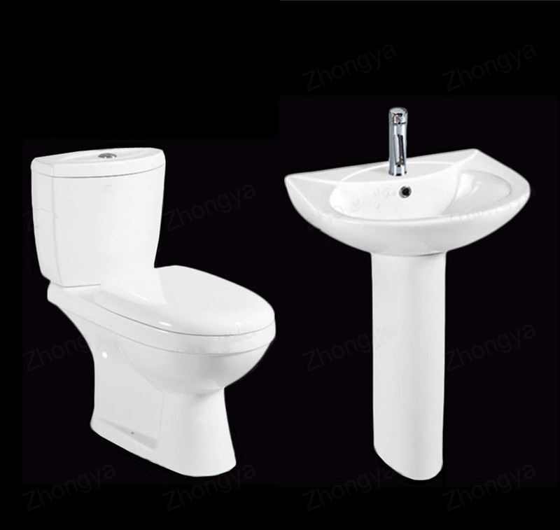 Cheap Africa p-trap twyford two piece toilet basin set chaozhou sanitary ware factory low price