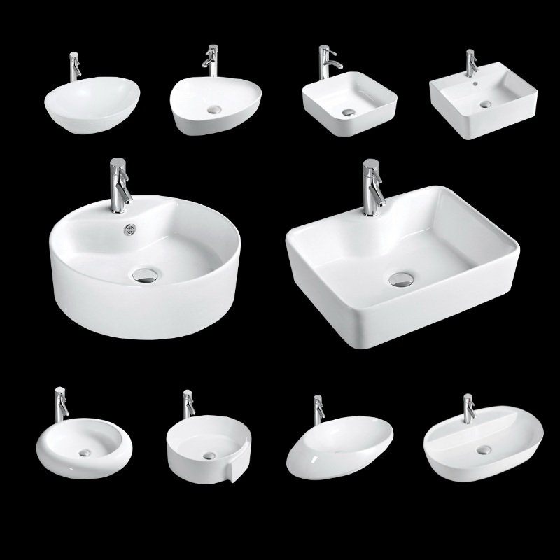 Wholesale Price Various Shape Art Ceramic Washbasin Sink with Faucet Hole Bathroom Table Top Basin