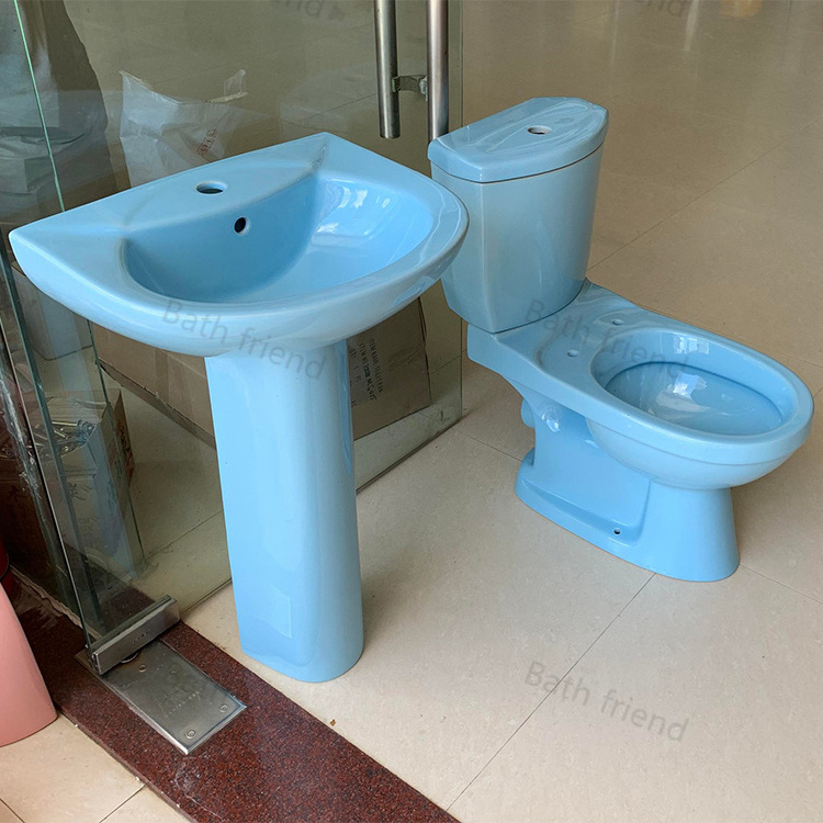 Bathroom furniture economic toilet basin suit twyford Toilet blue color italian standard toilet bowl