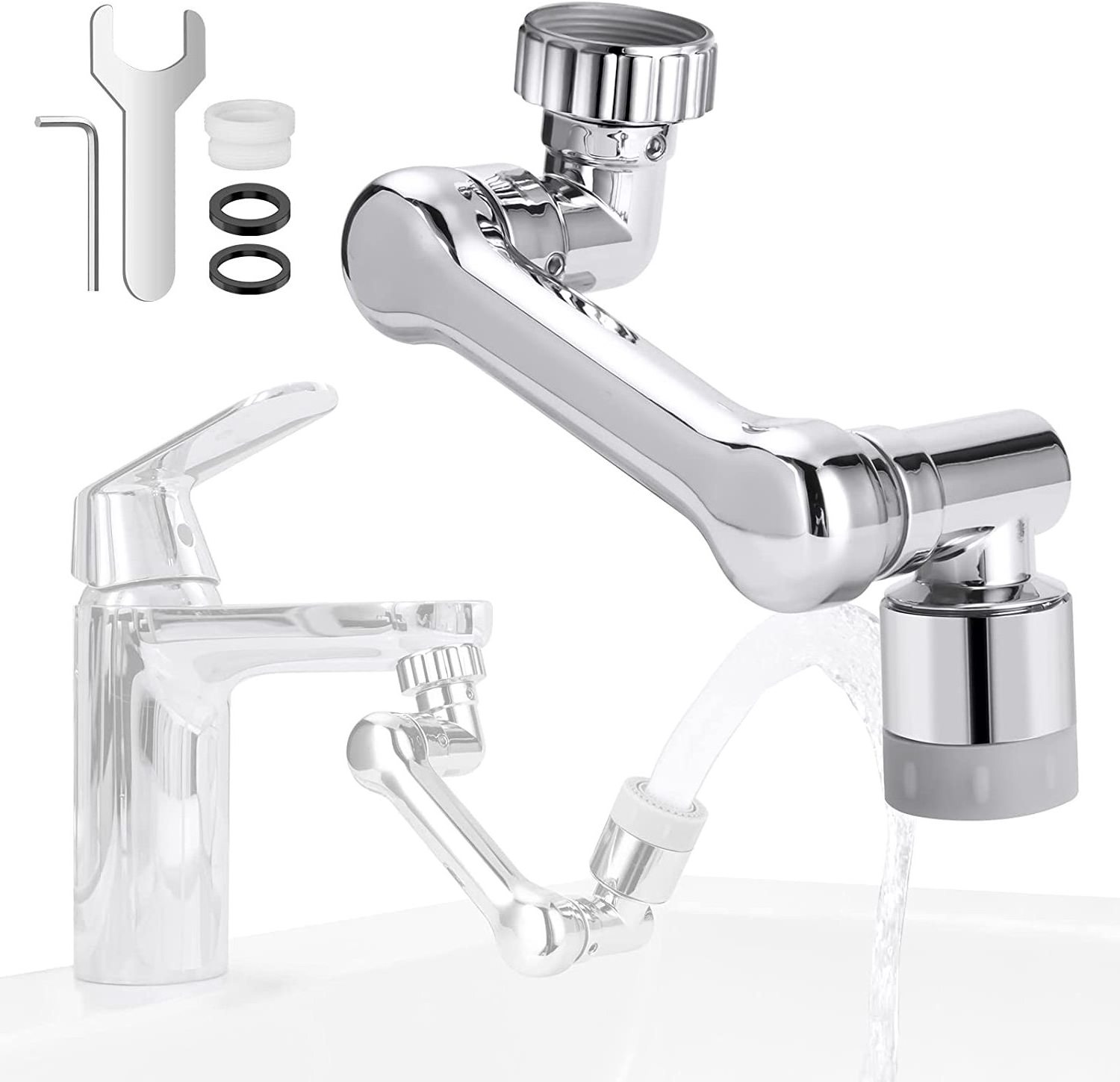 Universal 1080 Rotating Splash Filter Faucet Extender with Dual Water Outlet Modes ABS Faucet Splash Head Economic Bath Fittings