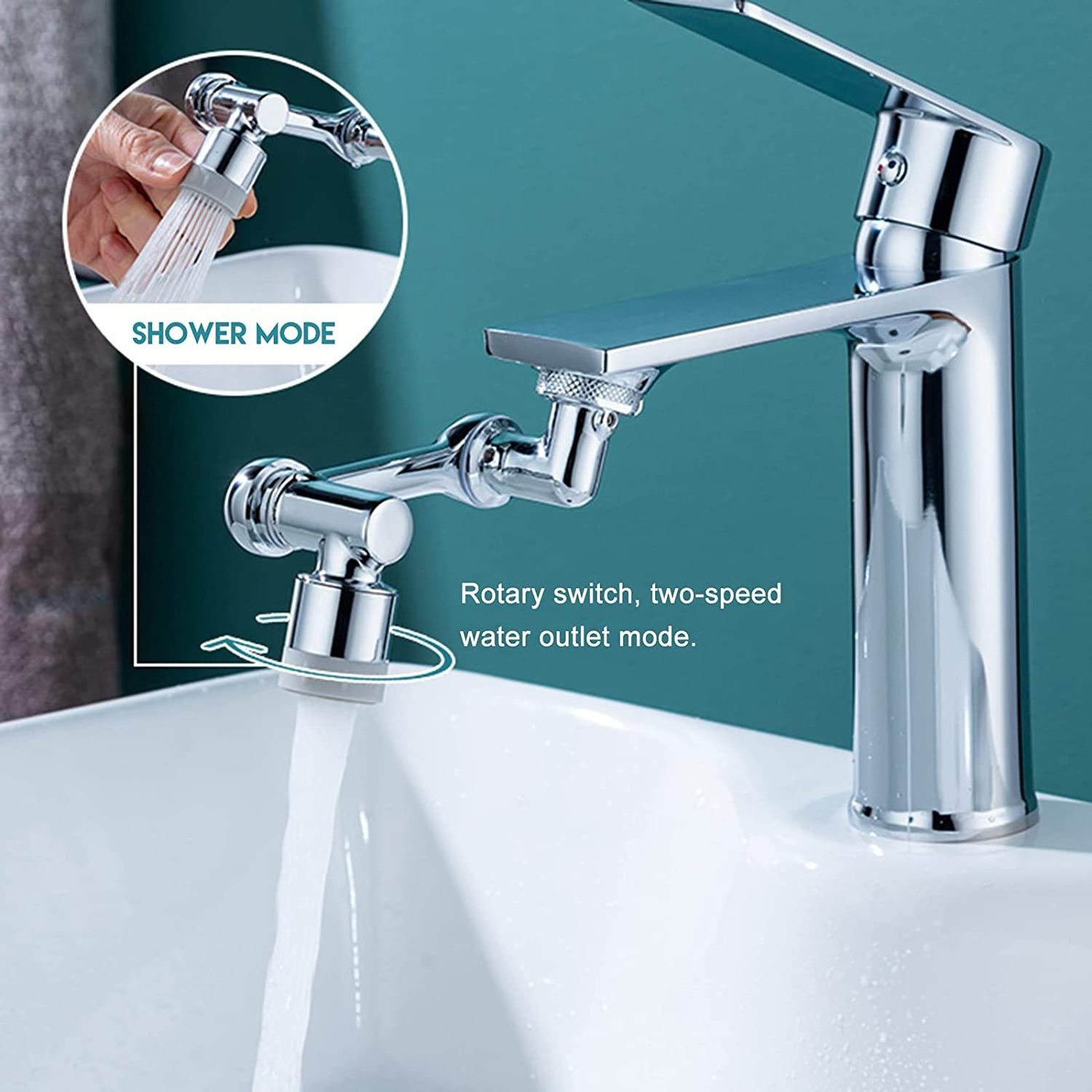 Universal 1080 Rotating Splash Filter Faucet Extender with Dual Water Outlet Modes ABS Faucet Splash Head Economic Bath Fittings