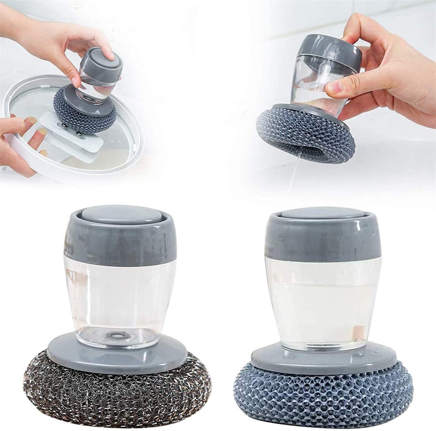 Pan Sponge Dish Soap Dispenser Dishwasher Cleaning Brush Scan Pad Kitchen Dishwasher