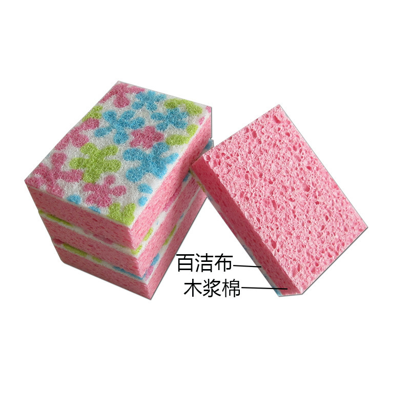 WRS Eco-friendly Factory Cheap Household Kitchen Dish Washing Printing Flowers Oil Absorbing Cellulose Scouring Sponges Pad