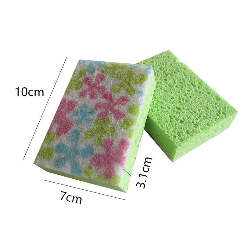 WRS Eco-friendly Factory Cheap Household Kitchen Dish Washing Printing Flowers Oil Absorbing Cellulose Scouring Sponges Pad