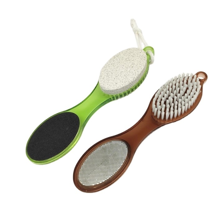 Metal File Emery Board Pumice Stone Foot Hand Toe Nail Cleaning Brush  4 in 1 Pedicure Paddle Kit Tool for Feet