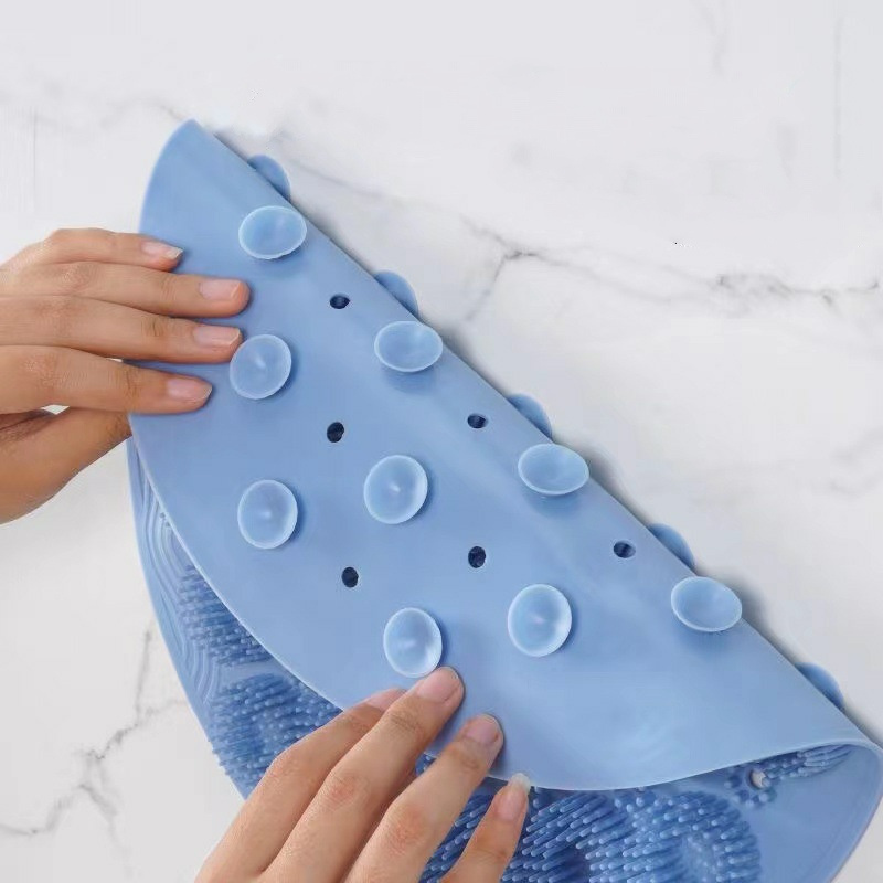 Back Scrubber Hands-Free for Shower Easy to Clean Big Flat Silicone Washer Foot Massager Body Brush