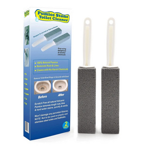 Pumice Stone Toilet Bowl Cleaner w/Handle Removes Limescale & Hard Water Stains Brush/Grills/Tile/Grout/Swimming Pool