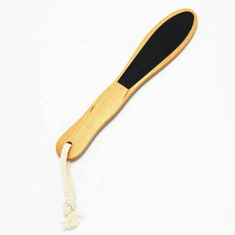 hot sale Nature Pedicure Foot File Sand Paper Feet Scrubber lotus wooden handle