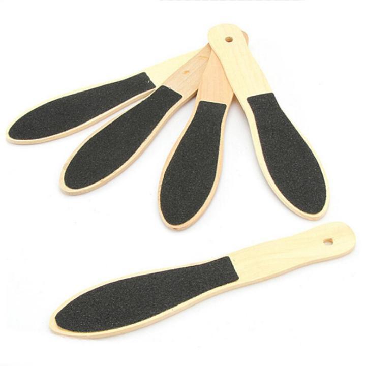 hot sale Nature Pedicure Foot File Sand Paper Feet Scrubber lotus wooden handle