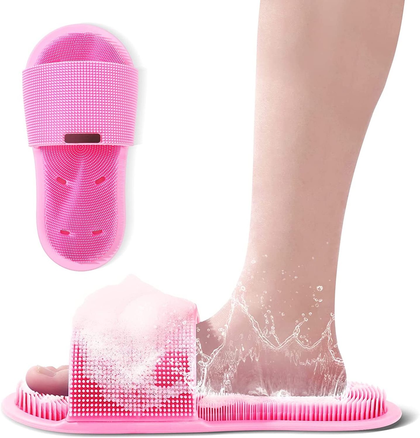 Silicone Bathroom Foot Scrubber in Shower Floor Massage Exfoliating Cleaning Slipper Non-Slip Suction Cups