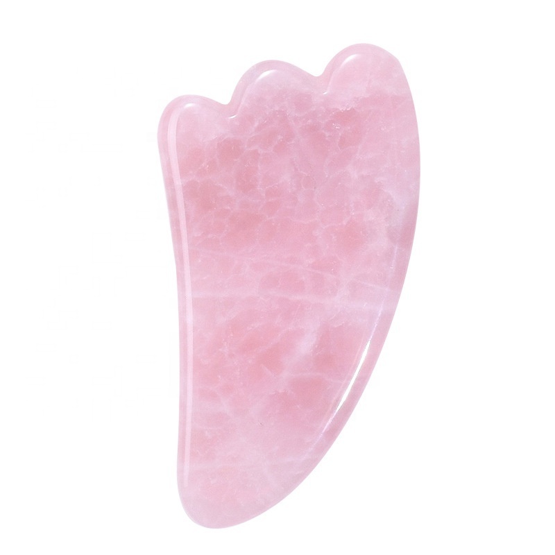 High Quality Heart-shaped Beauty Rose Quartz Jade Roller Massager Pink Crystal Face Tool Gua Sha Stone