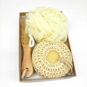 OEM Support paper Box Beauty Body Care sisal pumpkin sponge mesh puff brush Bath Gift Set