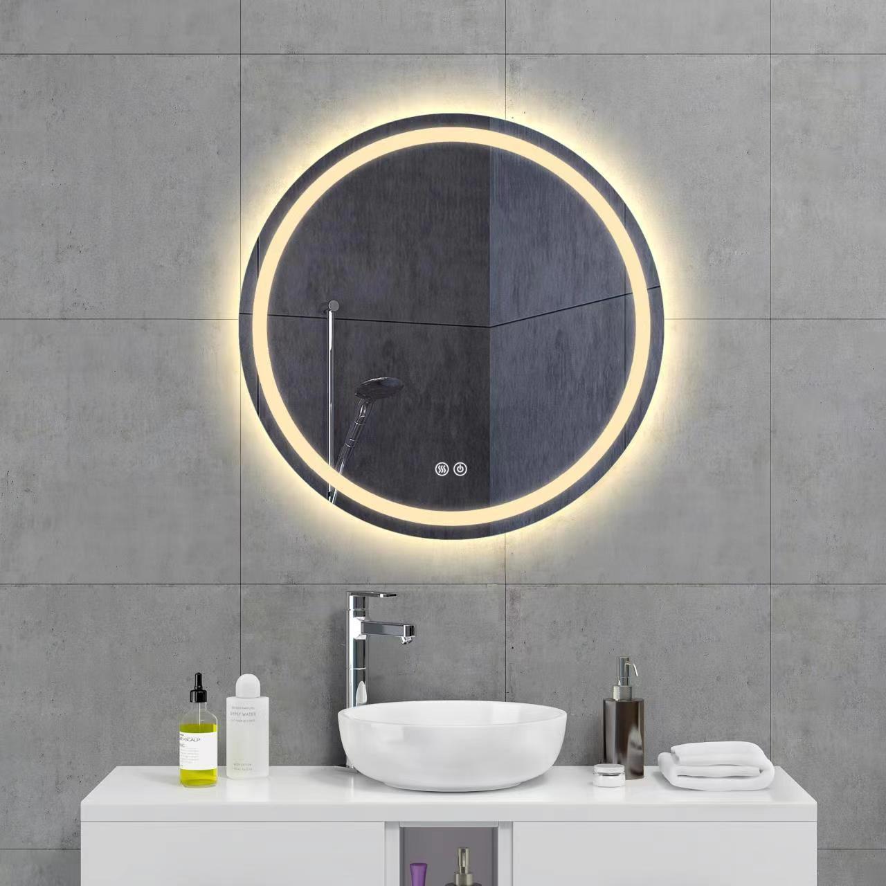 Hot sale Modern Round Led Mirror Wall Mounted Touch Screen Smart Bathroom Mirror With Led Light