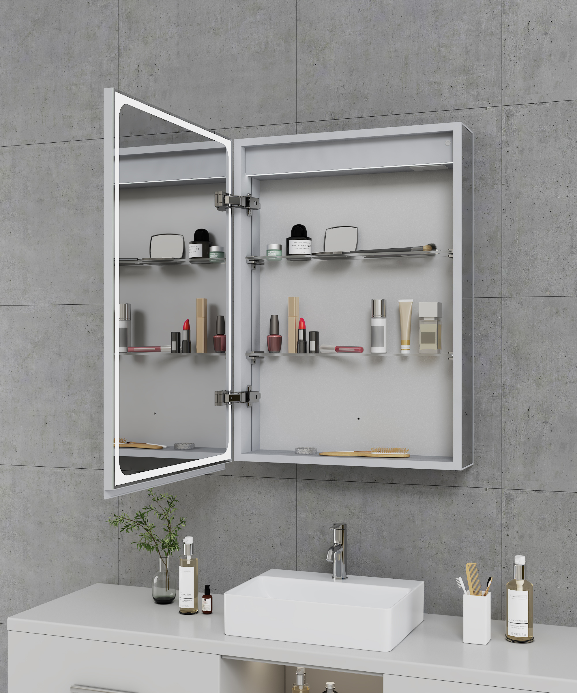 Morden Style Led Wall Mounting Bathroom Cabinets With Mirror