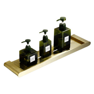 Wall Mounted Brushed Gold Corner Shelf Bathroom Rack