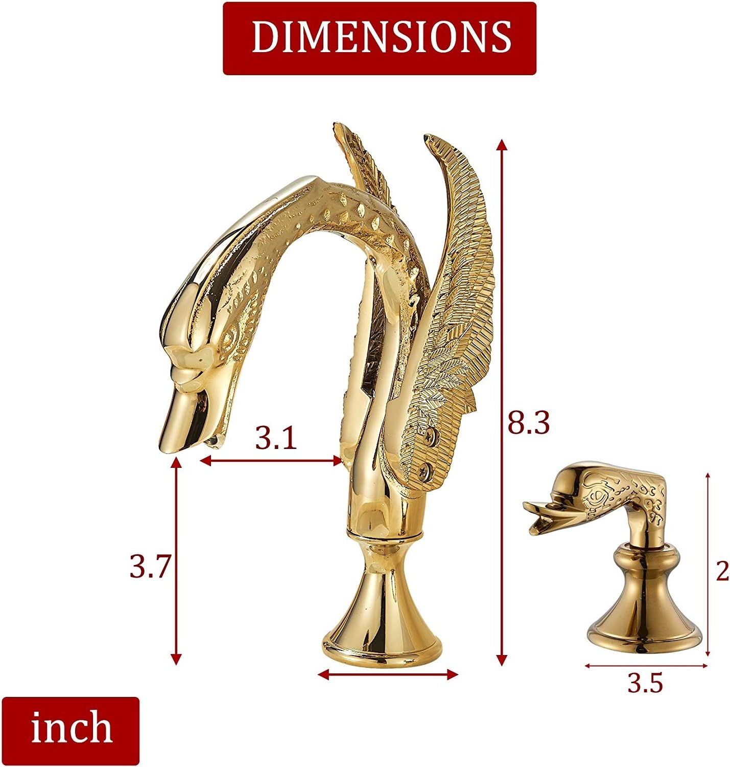 polished gold basin faucet Swan Shape Sink Faucet 2 Handles Basin Mixer Tap