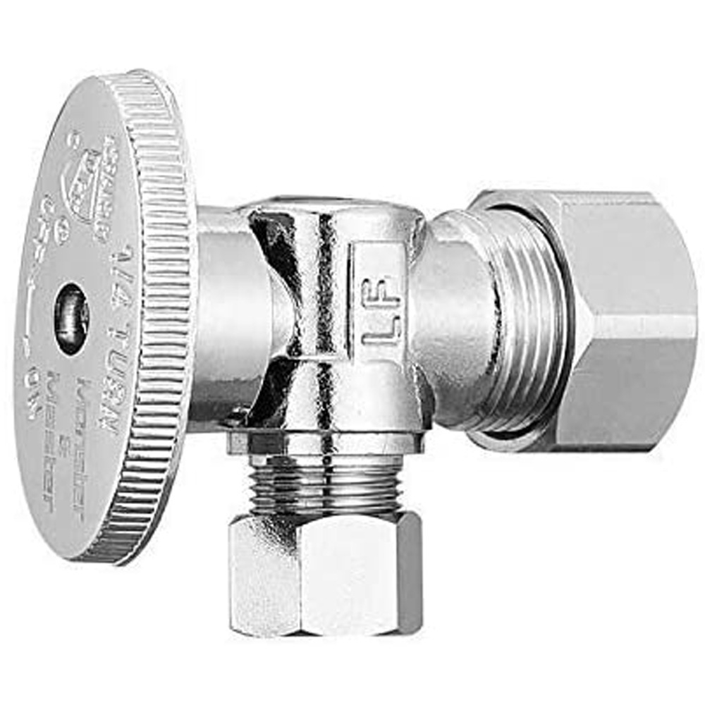 Dual Compression Outlet Stop Valve Chrome Canadian American Toilet Pipe 3/8 Triangular Valve