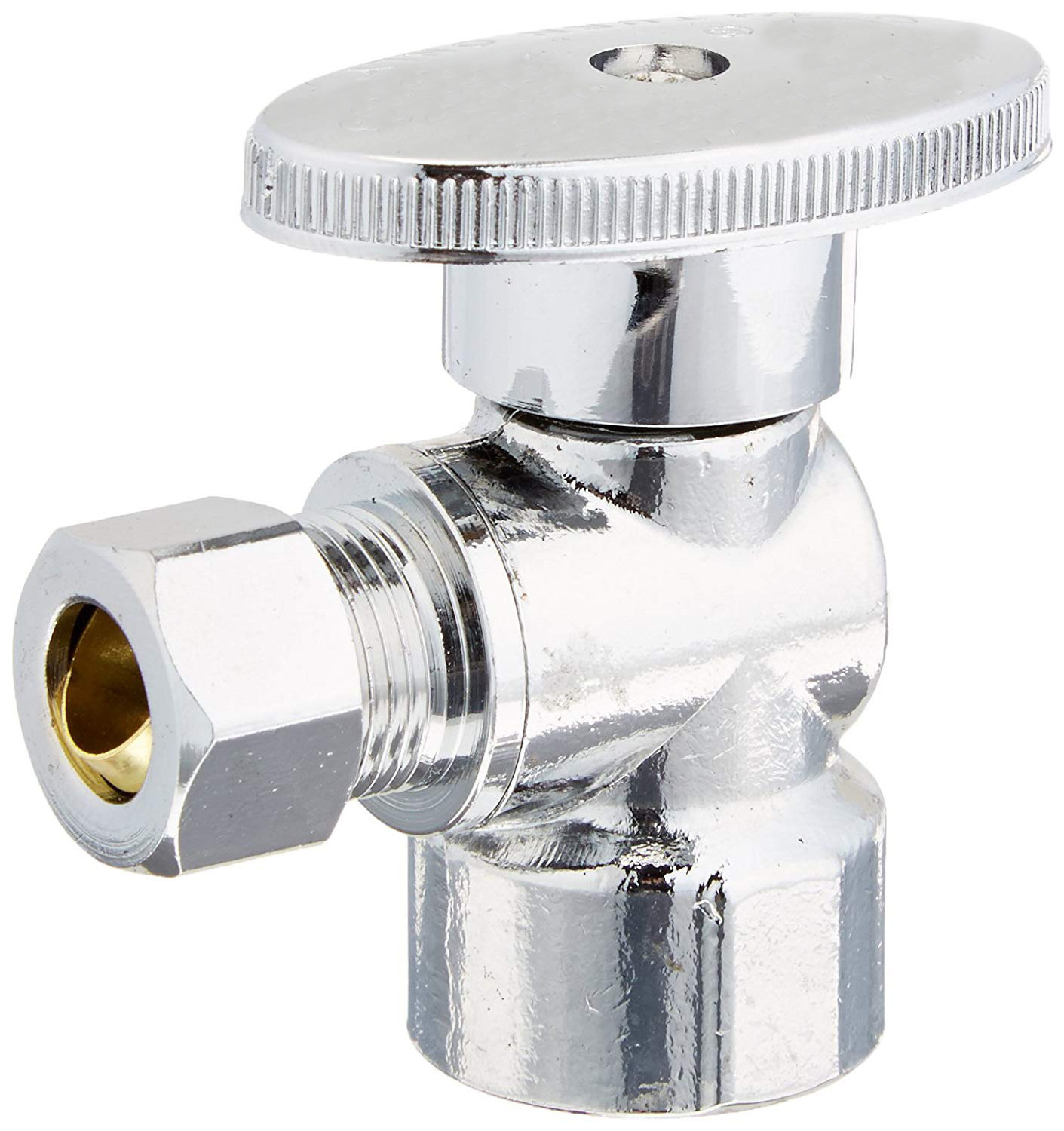 Dual Compression Outlet Stop Valve Chrome Canadian American Toilet Pipe 3/8 Triangular Valve